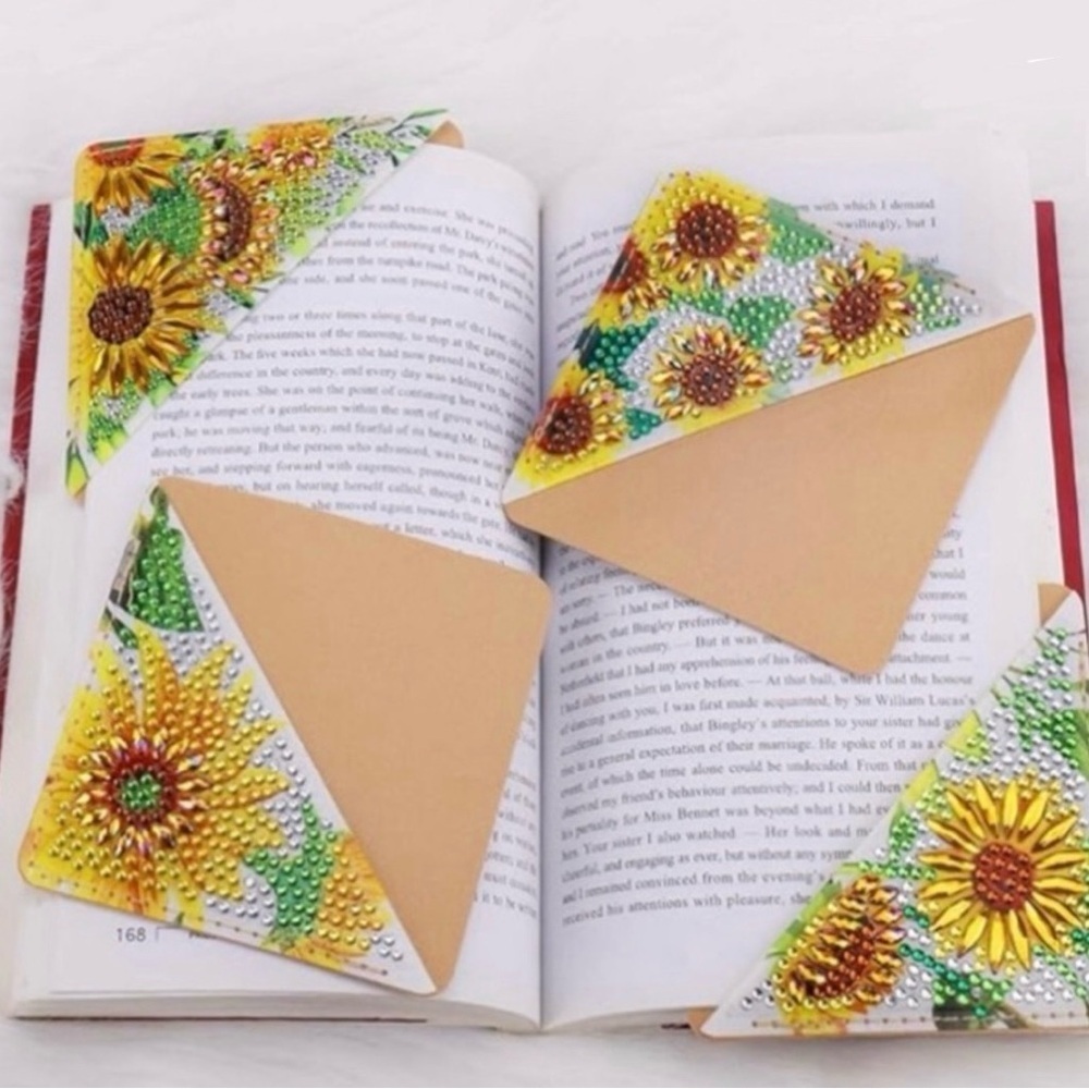 Diamond Art SUNFLOWERS 02 Corner Bookmark, Colorful, Sparkly, Bling - Picture 17 of 17